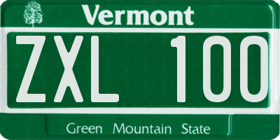 VT license plate ZXL100