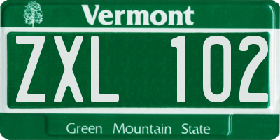 VT license plate ZXL102