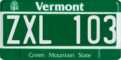 VT license plate ZXL103