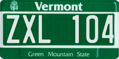 VT license plate ZXL104