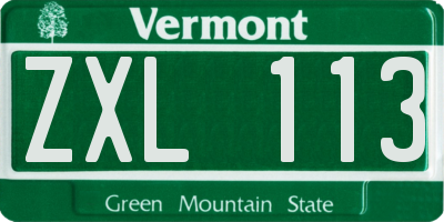 VT license plate ZXL113