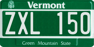 VT license plate ZXL150
