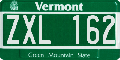 VT license plate ZXL162