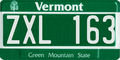 VT license plate ZXL163