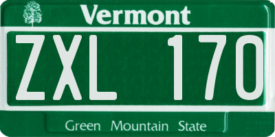 VT license plate ZXL170