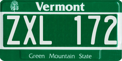 VT license plate ZXL172