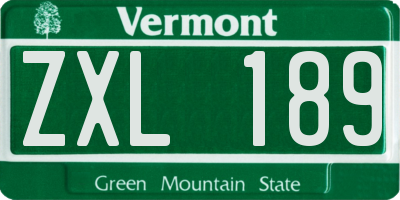 VT license plate ZXL189