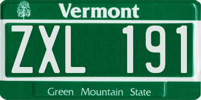 VT license plate ZXL191