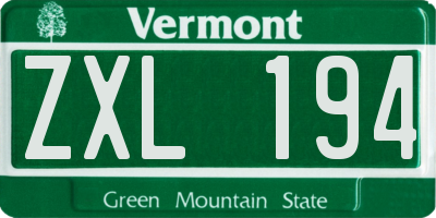 VT license plate ZXL194