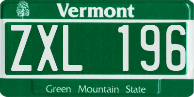 VT license plate ZXL196