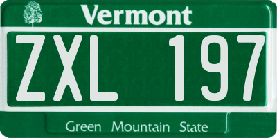 VT license plate ZXL197