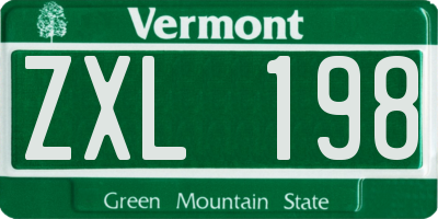 VT license plate ZXL198