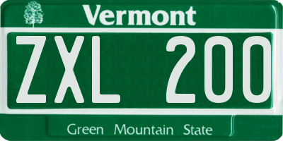 VT license plate ZXL200