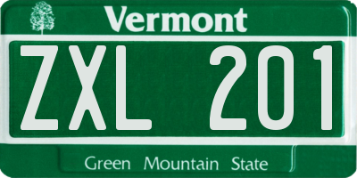 VT license plate ZXL201