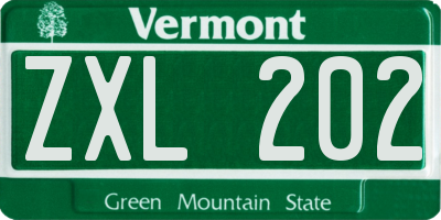 VT license plate ZXL202