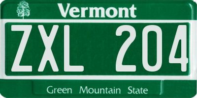VT license plate ZXL204
