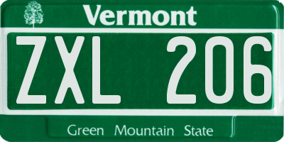 VT license plate ZXL206