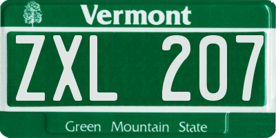 VT license plate ZXL207