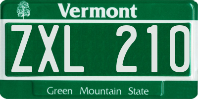 VT license plate ZXL210
