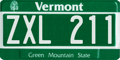 VT license plate ZXL211