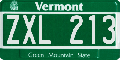 VT license plate ZXL213