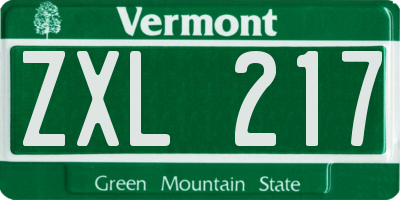 VT license plate ZXL217