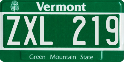 VT license plate ZXL219