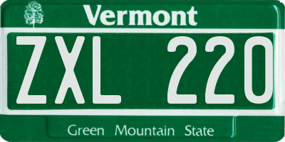 VT license plate ZXL220