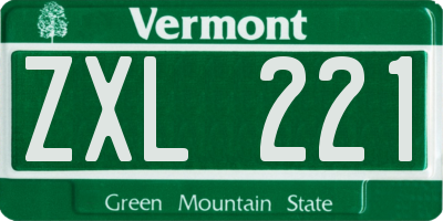 VT license plate ZXL221