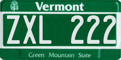 VT license plate ZXL222