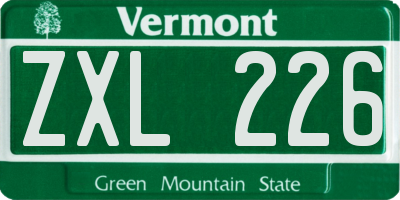 VT license plate ZXL226