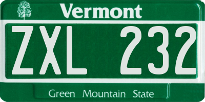 VT license plate ZXL232
