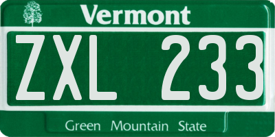 VT license plate ZXL233