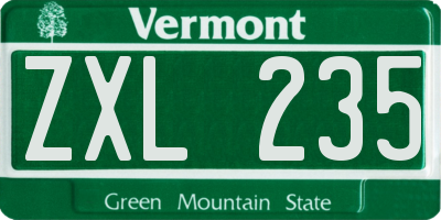 VT license plate ZXL235