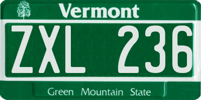 VT license plate ZXL236