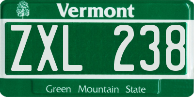 VT license plate ZXL238