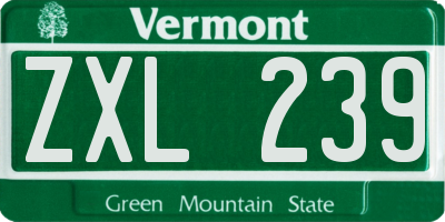 VT license plate ZXL239