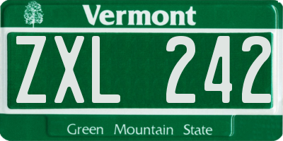 VT license plate ZXL242