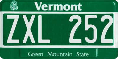 VT license plate ZXL252