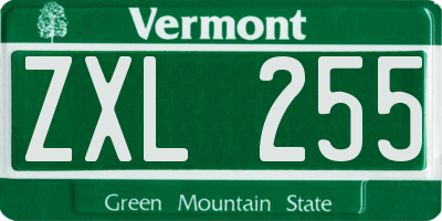 VT license plate ZXL255