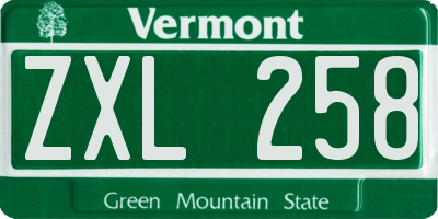 VT license plate ZXL258