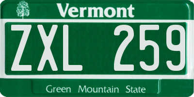 VT license plate ZXL259