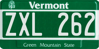 VT license plate ZXL262