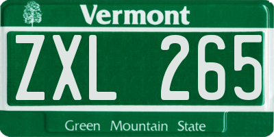 VT license plate ZXL265