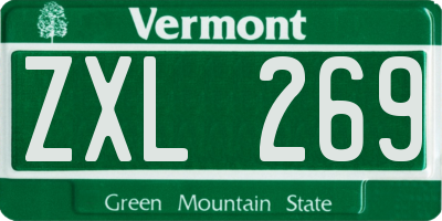 VT license plate ZXL269