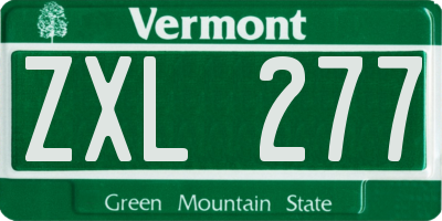 VT license plate ZXL277