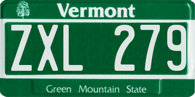 VT license plate ZXL279