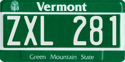 VT license plate ZXL281