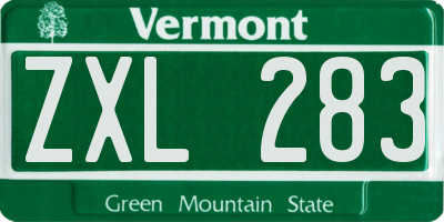 VT license plate ZXL283