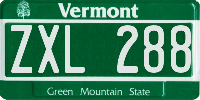 VT license plate ZXL288